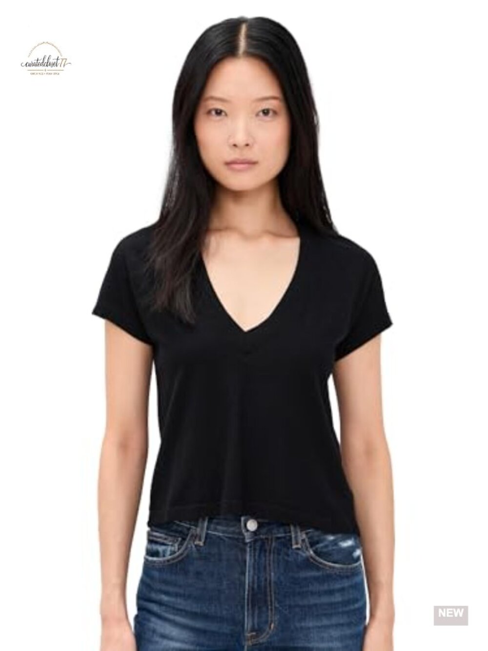V Neck Short Sleeve T Shirt Lightweight Stretch Jersey Tee